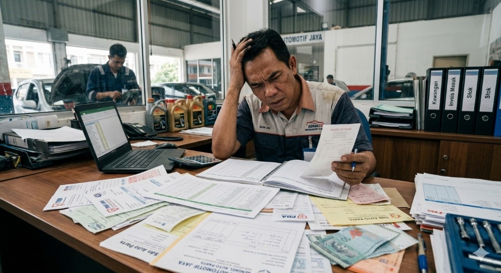 Pemilik bengkel dibanjiri kertas kerja dan rekod perbelanjaan
